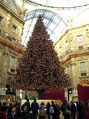 スカラ座の展示の脇にはスワロフスキーのオーナメントが施されたクリスマスツリーが。ここ数年のクリスマスに欠かせないツリーとなっている。