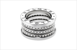 B.zero 1 white gold 4-band ring with pave diamonds
