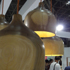 Finalist（入選）の「crack bowl pendant lamp（クラックボウルペンダントランプ）」、Jae Min Kwon（クォン・ジェミン）の作品。ニレ無垢材、W1200、D1200、H2000。ひび割れているのもデザイン。　（2011.11.2撮影）