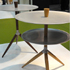 「KANAYA」から、紺野弘通デザインの「Side Table HK + 01」。アルミの鋳物の天板と木材の脚の組み合わせ。　（2011.11.2撮影）