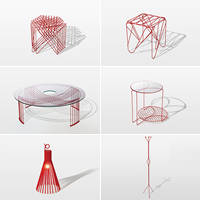 左上から）Kagome stool / ippon stool / amihajime table / kage table / hitotaba lamp（参考商品） / nobolu hanger stand
