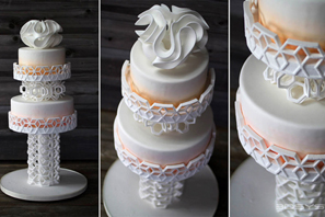 3D Systemsの「ChefJet 3D printer」で作られた砂糖衣（アイシング）を使ったウェディンケーキ　photo:3D Systems