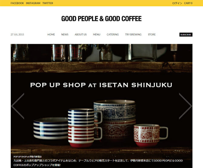 九谷焼・上出長右衛門窯とコラボ、「GOOD PEOPLE & GOOD COFFEE」のポップアップショップが伊勢丹新宿店にオープン