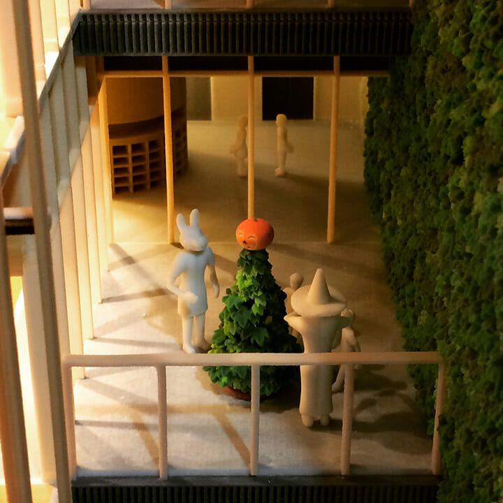 インタラクティブ 建築模型展より清水建設による「中央区立京橋こども園」の模型、すべてが3Dプリンタの出力で作られている
