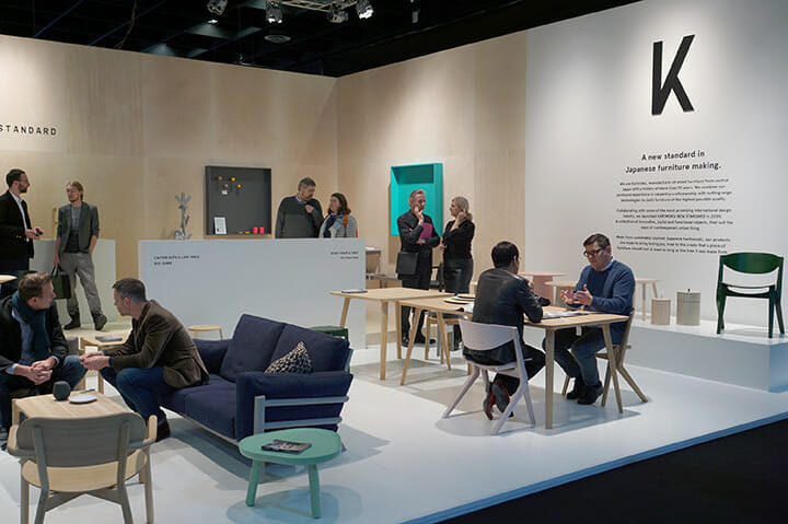 KARIMOKU NEW STANDARDが出展したホール3.2は、THONET 、ercol、cappelliniなどが出展する感度の高いホール