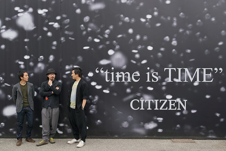 CITIZEN "time is TIME"のクリエイティブを手がけたシチズン時計の岡村直明氏（左）、遠藤豊氏（中）、田根剛氏（右）