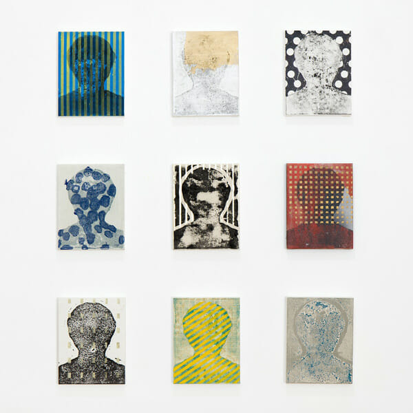 「温度の標本」各18×14㎝ 岩絵の具,水干絵具、金属箔、金属泥、墨、和紙 2016