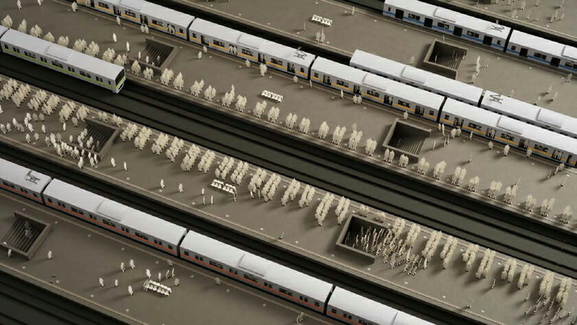 「TERADAMOKEI PICTURES」第3弾映像作品、通勤ラッシュを再現した「1/100 TRAIN Station」配信開始