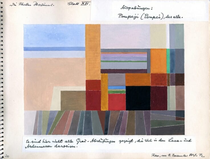 オットー・ネーベル　《ポンペイ》『イタリアのカラー・アトラス(色彩地図帳)』より、1931年、水彩・紙オットー・ネーベル財団