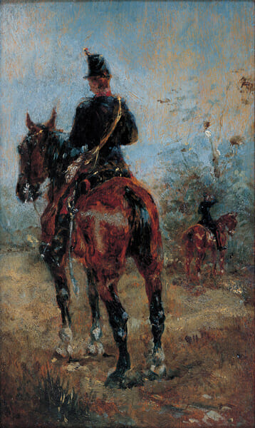 アンリ・ド・トゥールーズ＝ロートレック《馬上の二人の兵士》1881年