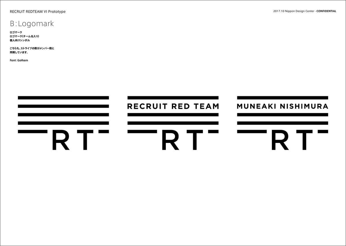 【提案例】ロゴマーク／ロゴマーク（チーム名入り）。こちらもストライプの数がメンバーの数と同期