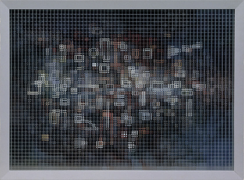 山口勝弘《ヴィトリーヌ　海のシンフォネット》1957年 モール・ガラス、ガラス、油絵具、塗料、紙、合板　62.5×84.3×9.8cm DIC川村記念美術館