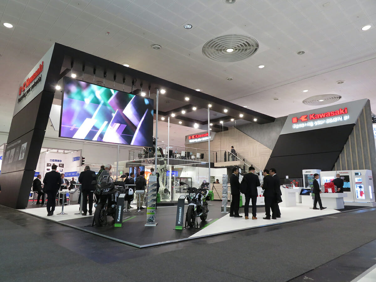 「HANNOVER MESSE 2019」川崎重工業株式会社の出展ブース（実際の完成写真）