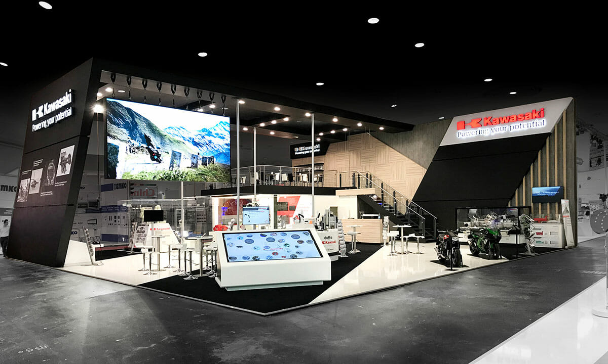 「HANNOVER MESSE 2019」川崎重工業株式会社の出展ブース(実際の完成写真)
