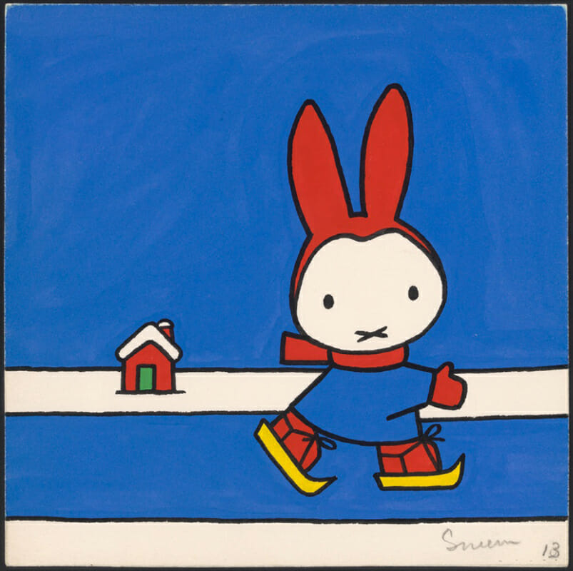 『ゆきのひのうさこちゃん』原画 1963年 Illustrations Dick Bruna © copyright Mercis bv,1953-2020 www.miffy.com