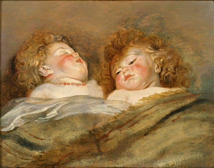 ペーテル・パウル・ルーベンス 《眠る二人の子供》　1612-13年頃　油彩、板　50.5×65.5㎝　国立西洋美術館蔵
