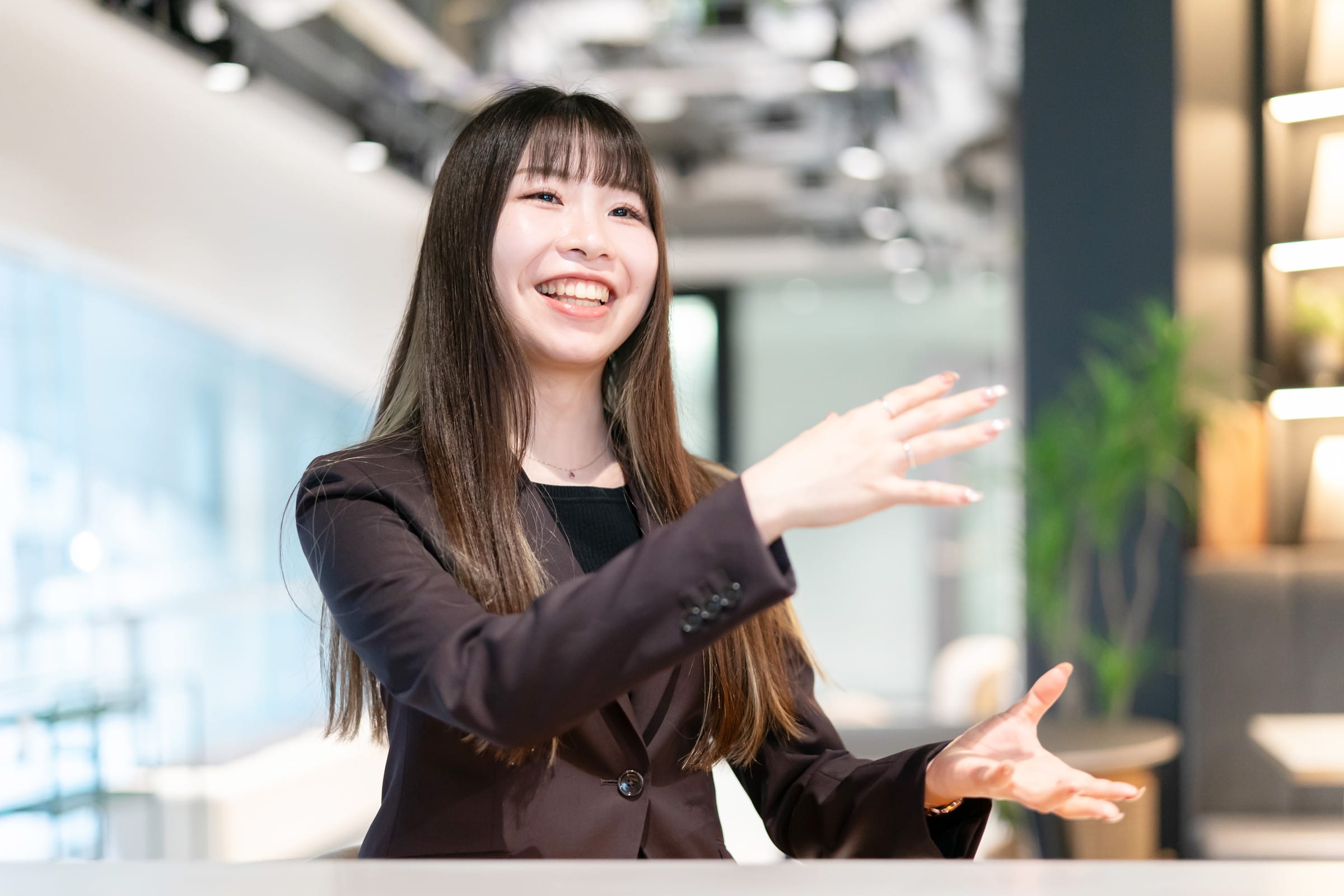 大石奈菜 株式会社丹青TDC 事業開発室 主任。2019年4月に入社、制作統括部にて制作職を経験、現在は事業開発室にて、新卒採用を担当している