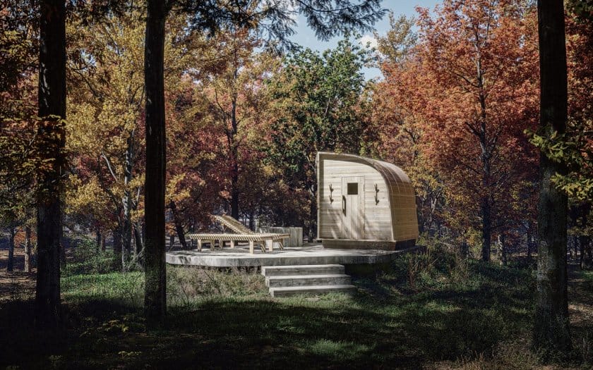 マルニ木工が国産檜材のサウナ「sauna kupu」を発表、デザインは熊野亘