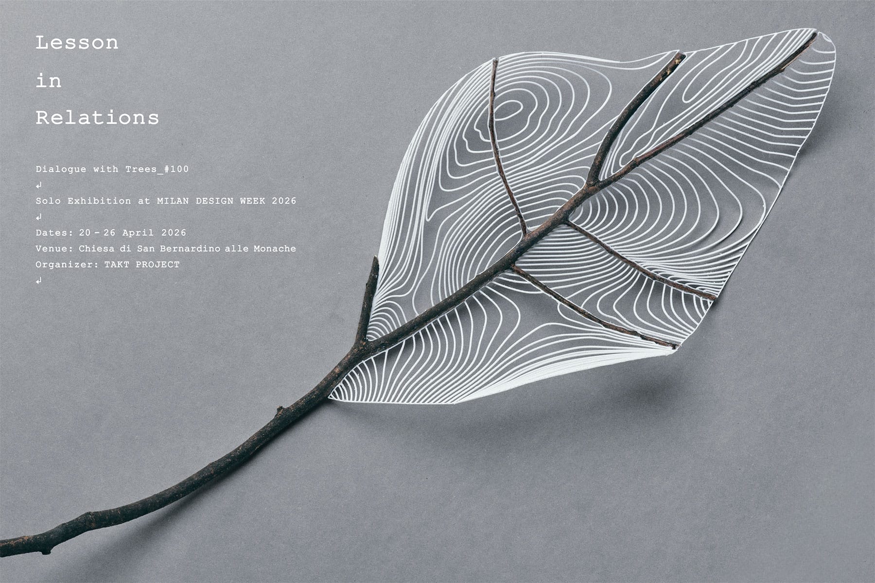 TAKT PROJECTがミラノデザインウィーク2026にて個展を開催、テーマは「関係のレッスン」