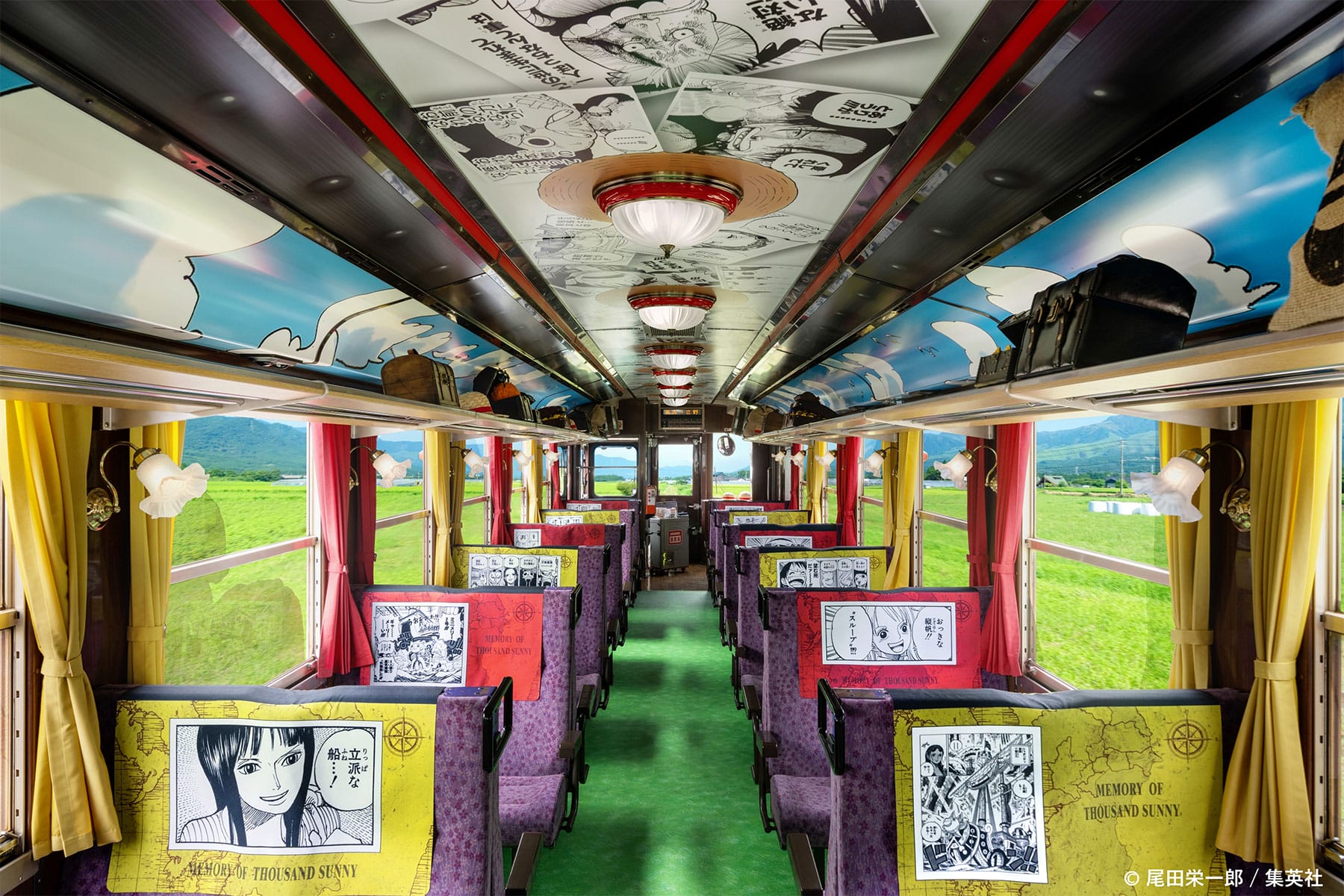 南阿蘇鉄道の全線運転再開を記念したONE PIECE×南阿蘇鉄道コラボ列車「サニー号トレイン」の内装